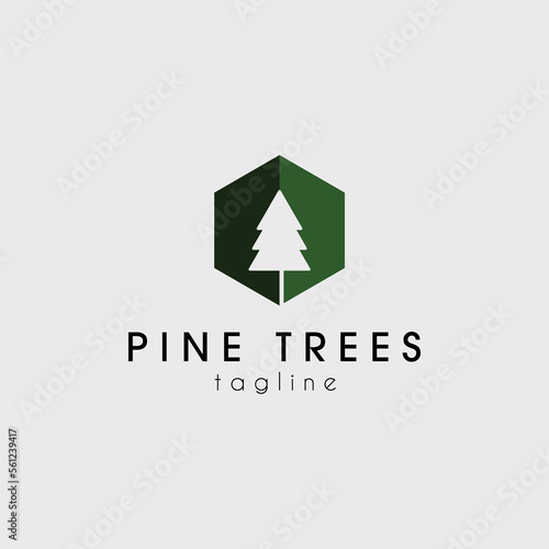 pine trees logo vector design
