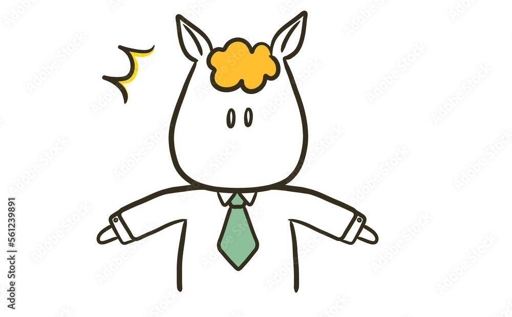 びっくりする馬のビジネスマン びっくりする馬のビジネスマン