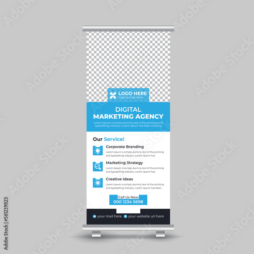 Creative modern business agency stands roll up banner template design for your business