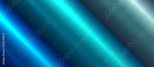 Blue metal background with, 3d technology design with brushed metal texture, vector illustration.
