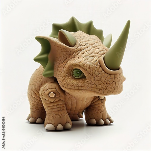 3d toy baby dinosaurus triceratops , jurassic age , generative ai © Yulia