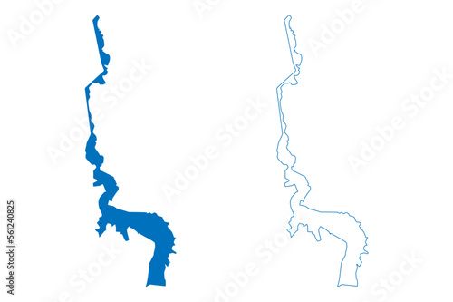 Lake Kol-Suu (Kyrgyzstan, Kyrgyz Republic) map vector illustration, scribble sketch Köl-Suu or Kol Suu map