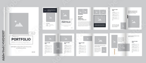 Architecture and interior portfolio layout design, a4 standard size print ready portfolio template.