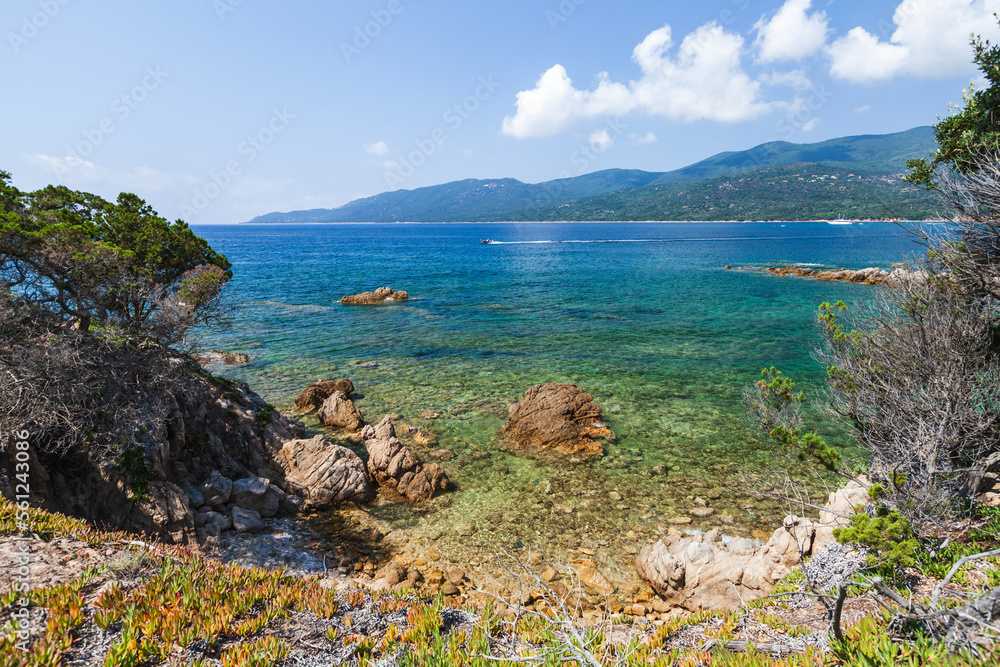 Plage de Cupabia. Coastal landscape of Corsica island
