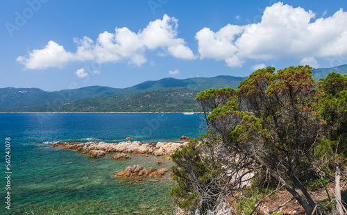 Cupabia beach. Coastal landscape of Corsica island on a sunny day