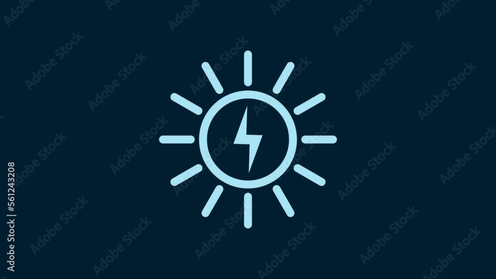 White Solar energy panel line icon isolated on blue background. 4K Video motion graphic animation White Solar energy panel line icon isolated on blue background. 4K Video motion graphic animation