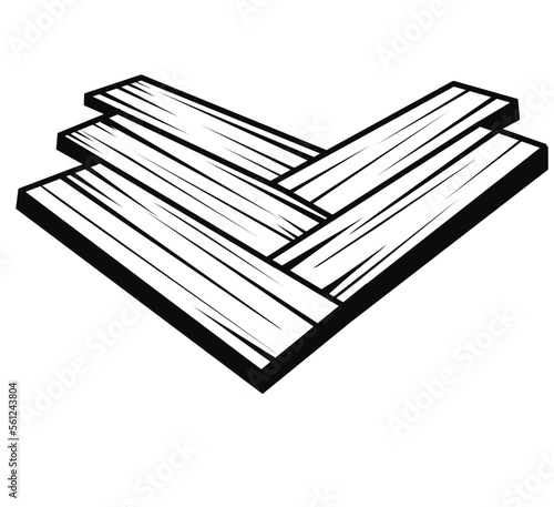 Wood grain and flooring installation pattern icon. Called straight pattern. For paving, laying or construction of parquet, laminate and hardwood floor both interior and exterior of home or building