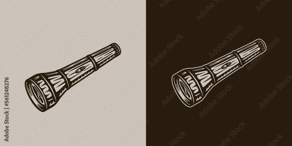 Vintage retro camping adventure travel outdoor element. Camping lamp lighter. Can be used for emblem, logo, badge, label. mark, poster or print. Monochrome Graphic Art. Vector