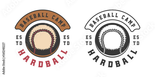 Vintage retro baseball sport emblem, logo, badge, label. mark, poster or print. Monochrome Graphic Art. Vector Illustration.
