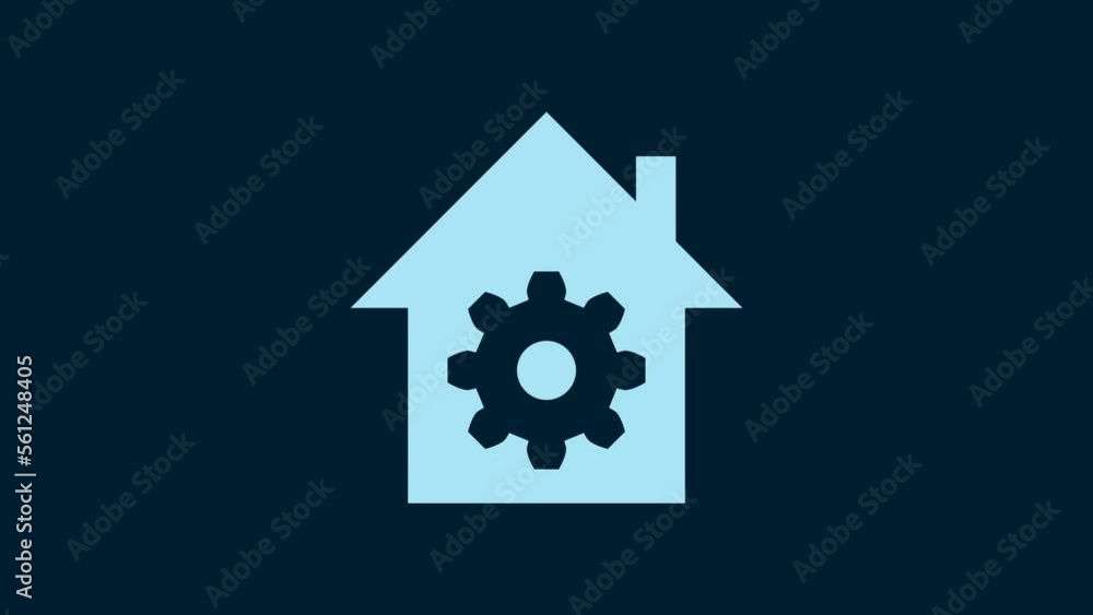 White Smart home settings icon isolated on blue background. Remote control. 4K Video motion graphic animation White Smart home settings icon isolated on blue background. Remote control. 4K Video motion graphic animation