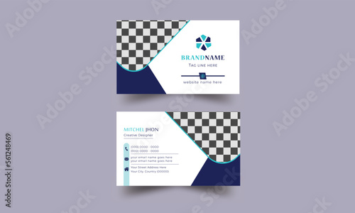 Fototapeta Naklejka Na Ścianę i Meble -  Stylish Business Card | Corporate Business Card | Blue Clean Creative Art Business Card | Design Double-sided layout