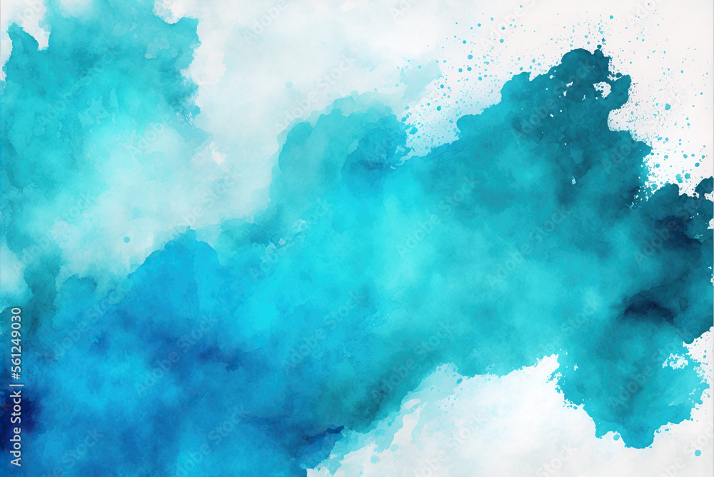 Obraz premium Abstract blue background, watercolor paint texture, Human-AI Generated Background