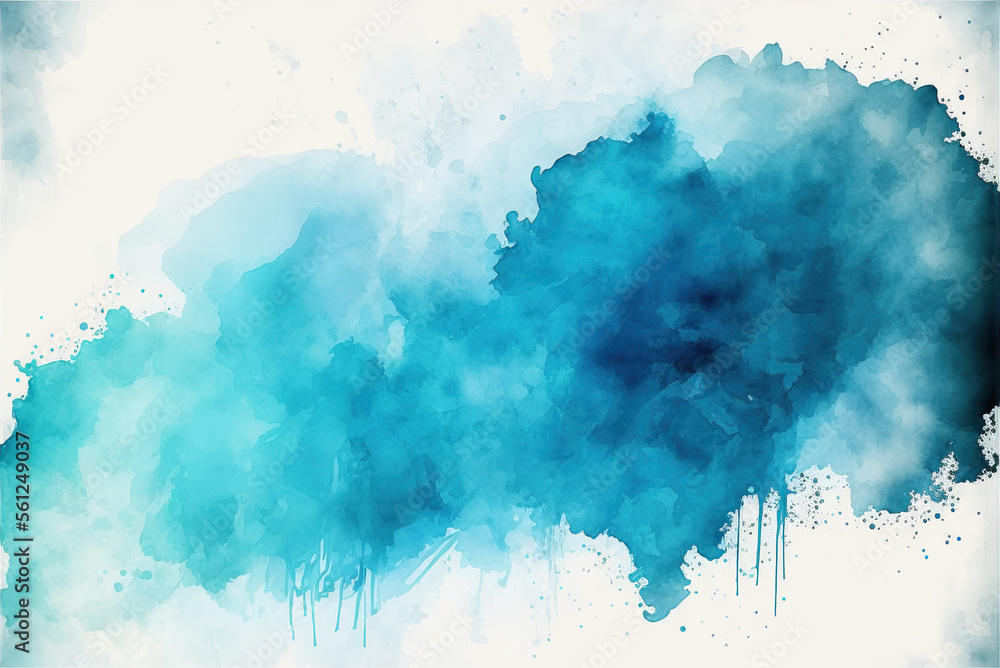 Fototapeta premium Abstract blue background, watercolor paint texture, Human-AI Generated Background