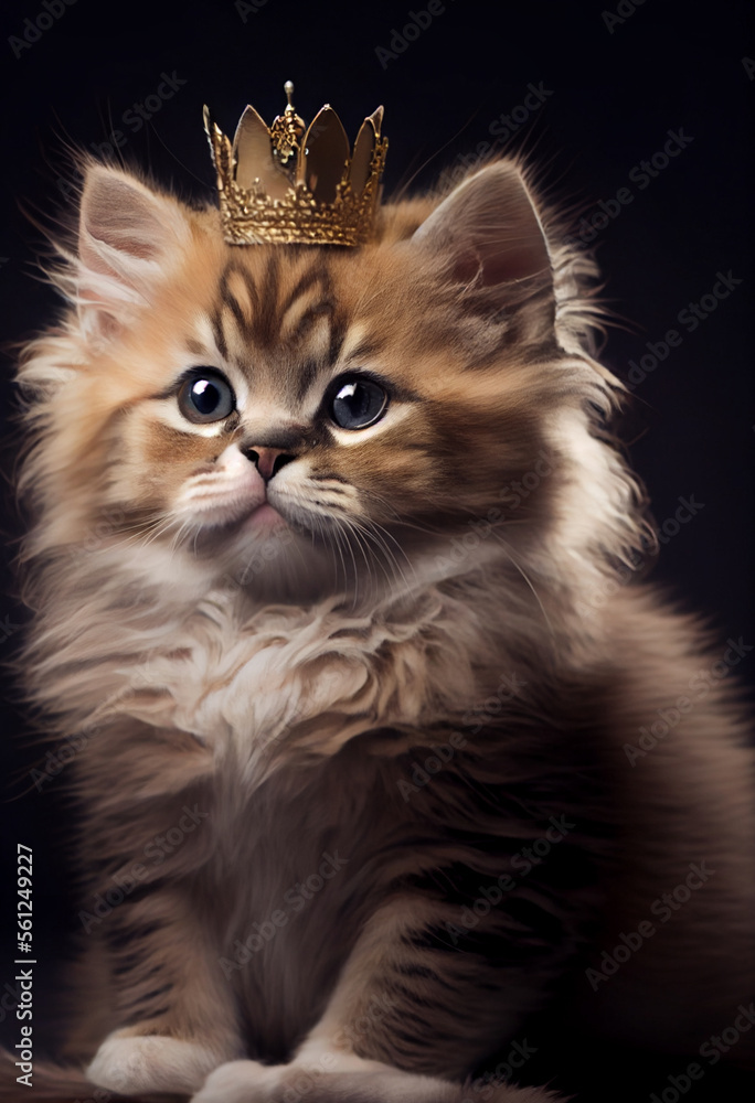 Portait von einer Katze mit einer Krone - Ai generiert