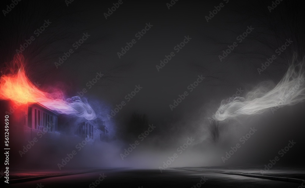 Obraz premium smoke with empty center. Dramatic smoke or fog effect for spooky Halloween background 