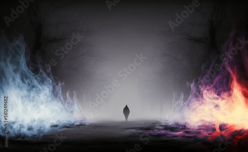 smoke with empty center. Dramatic smoke or fog effect for spooky Halloween background 