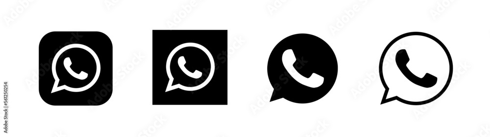 Different types Whatsapp icon logo vector on white background Stock
