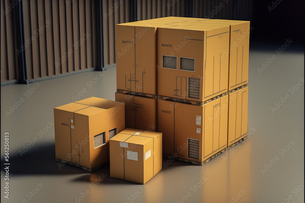 Packstation Warenhaus Lager, ai generated Packstation Warenhaus Lager, ai generated