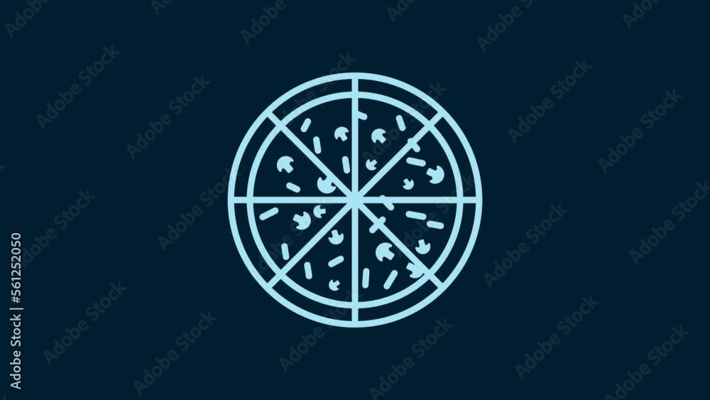 White Pizza icon isolated on blue background. 4K Video motion graphic animation White Pizza icon isolated on blue background. 4K Video motion graphic animation
