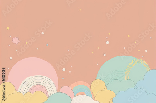 Cute doodle flat or 3d background with pastel color. Generative ai.