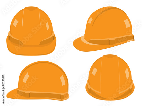 Foto Orange safety helmet for construction isolated on white background vector illustration