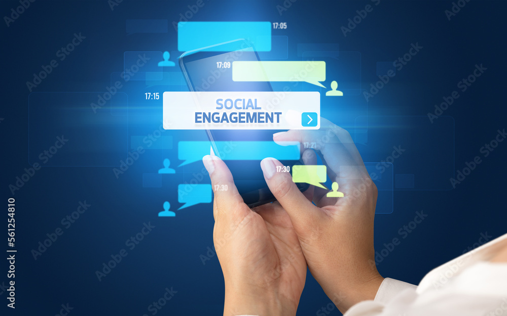 Hand using smartphone with social media concept Hand using smartphone with social media concept