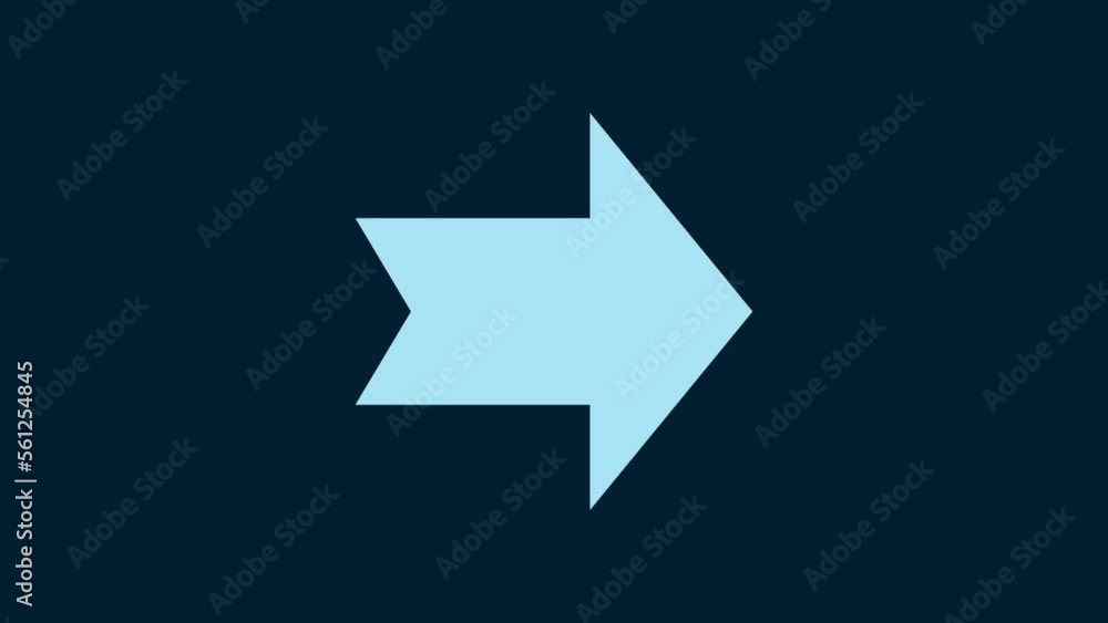White Arrow icon isolated on blue background. Direction Arrowhead symbol. Navigation pointer sign. 4K Video motion graphic animation White Arrow icon isolated on blue background. Direction Arrowhead symbol. Navigation pointer sign. 4K Video motion graphic animation