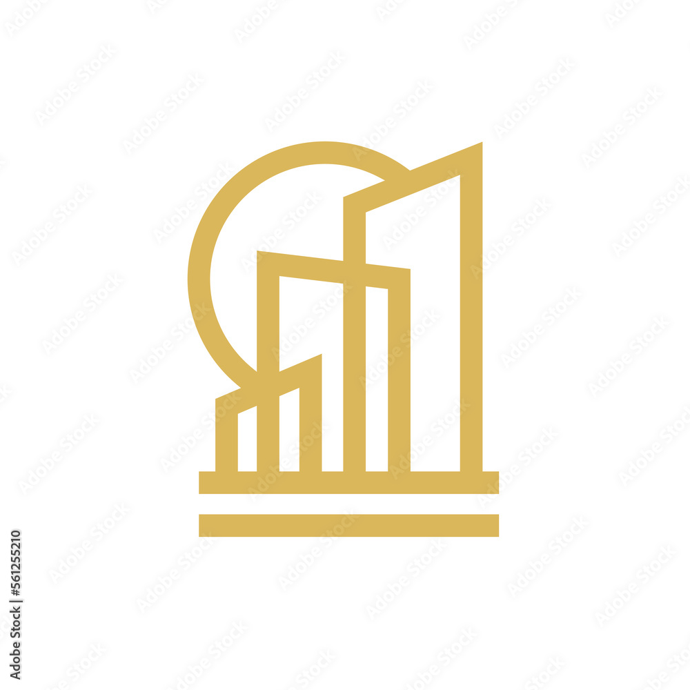 Building logo template in line art style. Good for architecture construction, real estate, apartment, house, home, etc Building logo template in line art style. Good for architecture construction, real estate, apartment, house, home, etc