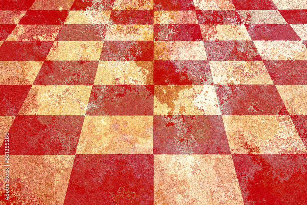 Fototapeta premium Grungy blood red stained check tile pattern abstract