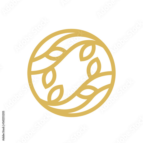 Abstract plant logo design. Plant vine badge logo. Can be used for natural products, yoga center, spa, flower shop, cosmetics, beauty products