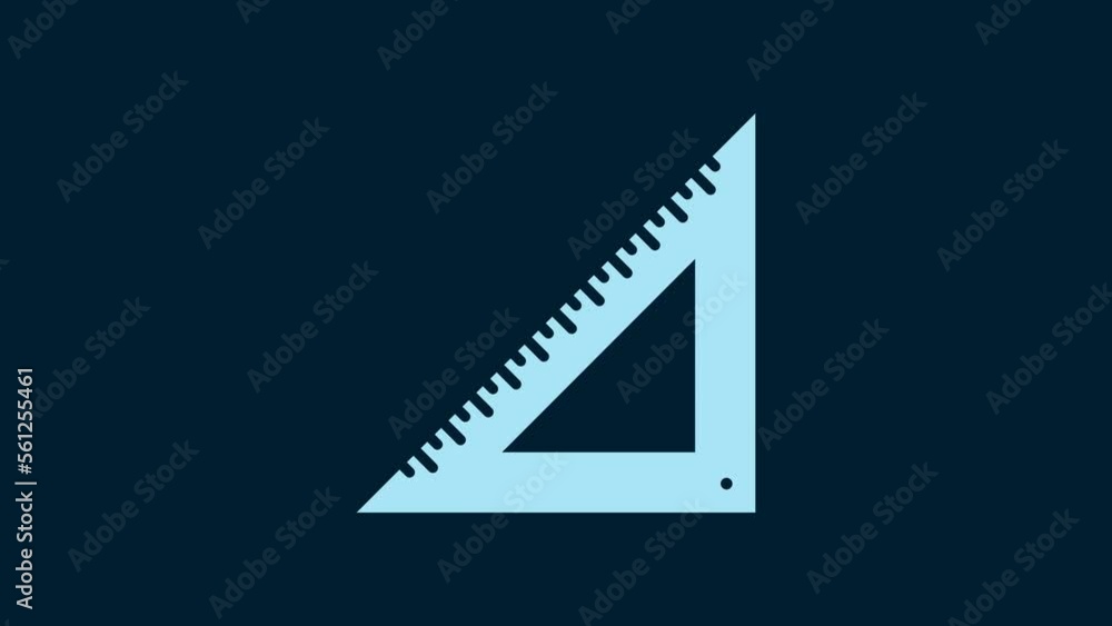 White Triangular ruler icon isolated on blue background. Straightedge symbol. Geometric symbol. 4K Video motion graphic animation White Triangular ruler icon isolated on blue background. Straightedge symbol. Geometric symbol. 4K Video motion graphic animation