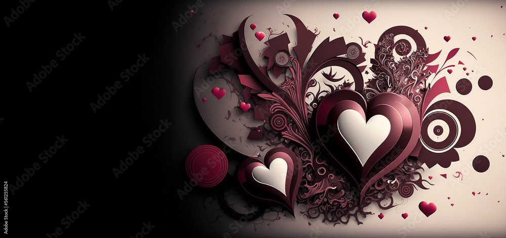 custom made wallpaper toronto digitalDecorative Valentine heart, Generative AI