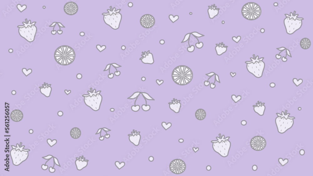 Violet seamless pattern with berries and fruit