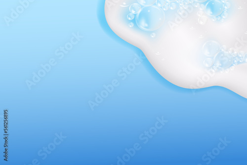 Bath foam isolated on ablue background. Shampoo bubbles texture.Shampoo and bath lather vector illustration.