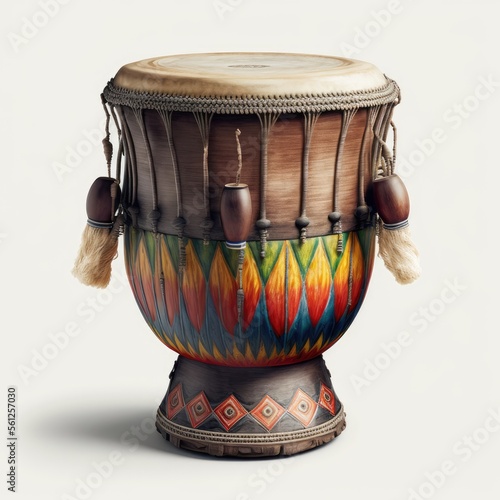 Calypso Caribbean drum ornate isolated on a w hite background photo