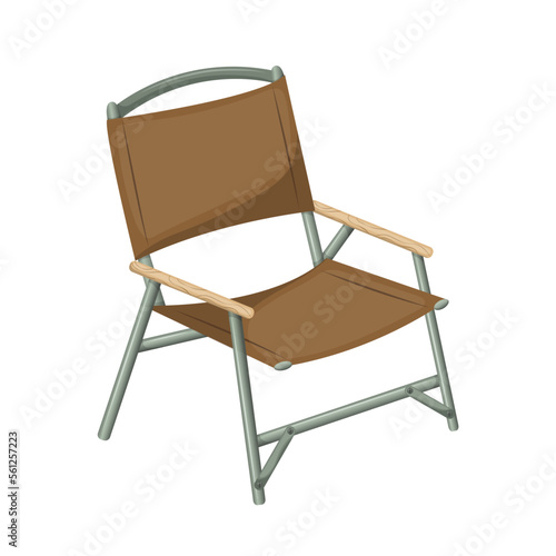 Camping portable chair. Folding chair for camping  recreation  garden  beach. Isolated vector on white background.