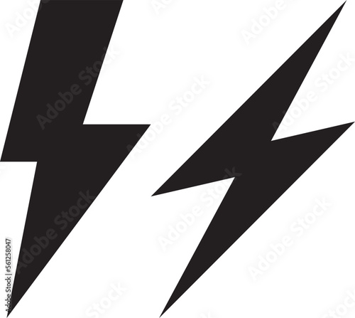 Simple Lightning Bolt Strike icon Set