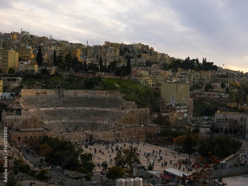 Fototapeta premium amman down town roman amptheater with cloudy blue sky - jordan-Jan 2023
