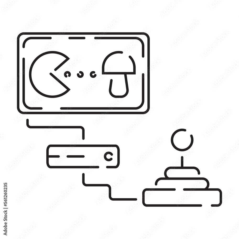 Video game pixel perfect line icon, vector line computer and controller or console. Portable game device Video game pixel perfect line icon, vector line computer and controller or console. Portable game device