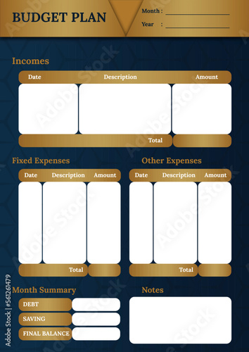 beautiful budget planner template. Modern design Vector planner page templates.