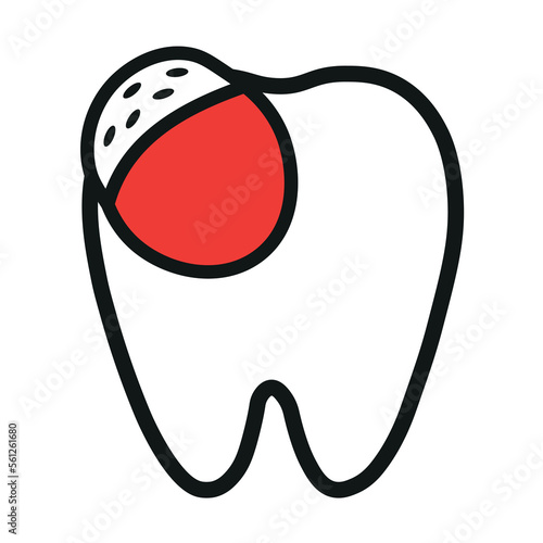 Ill tooth on white background