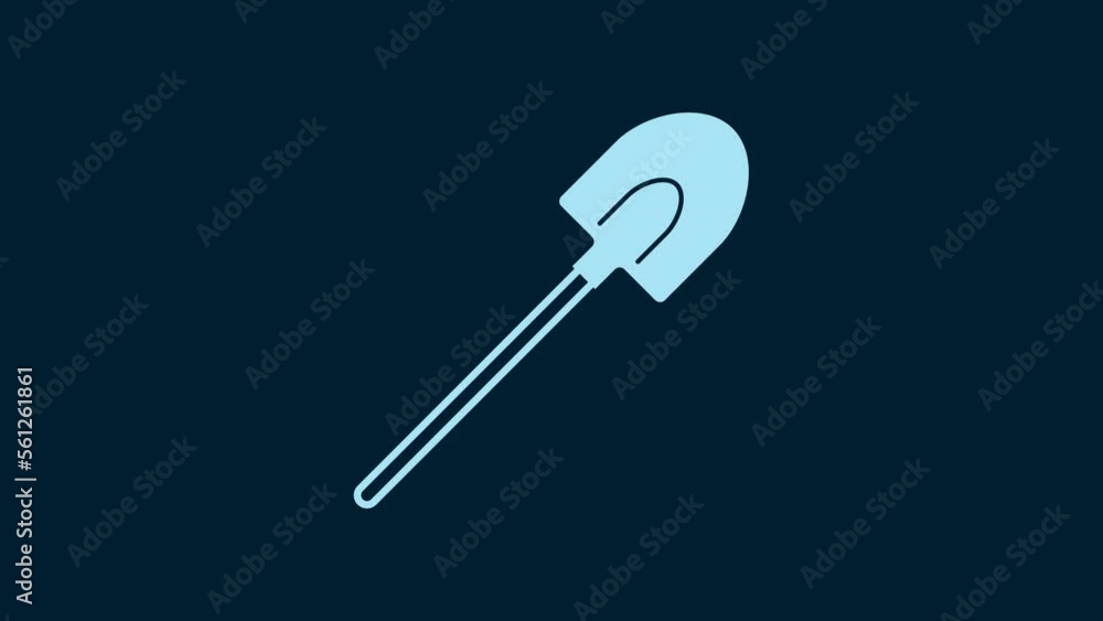 White Garden shovel icon isolated on blue background. Gardening tool. Tool for horticulture, agriculture, farming. 4K Video motion graphic animation White Garden shovel icon isolated on blue background. Gardening tool. Tool for horticulture, agriculture, farming. 4K Video motion graphic animation