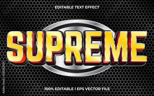 Supreme editable text effect, lettering typography font style, glossy 3d text for tittle