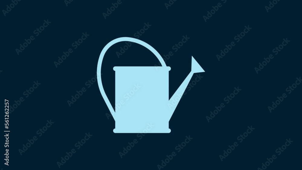 White Watering can icon isolated on blue background. Irrigation symbol. 4K Video motion graphic animation White Watering can icon isolated on blue background. Irrigation symbol. 4K Video motion graphic animation