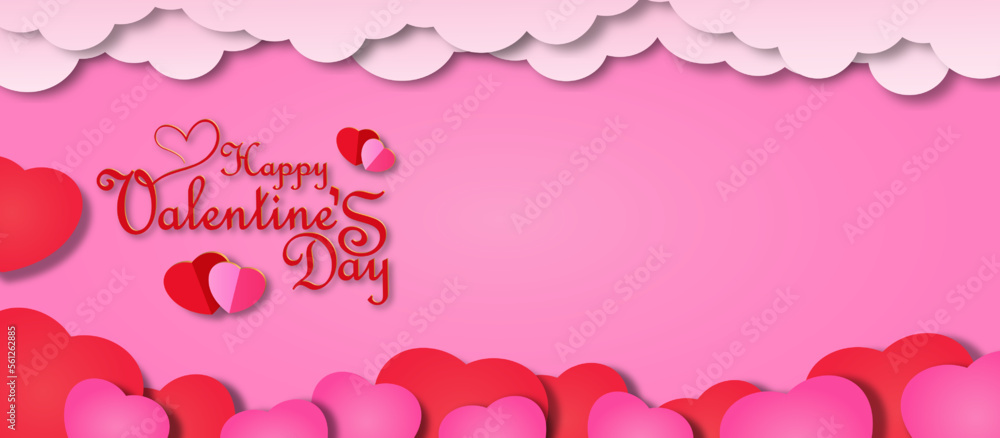 valentines day greeting card. paper cut design. Vector illustration