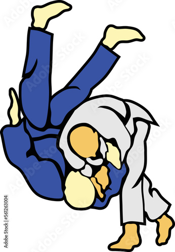 Judo Throwing Fight Vector Illustration