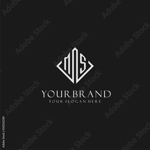 Letter MS logo with rhombus square design style