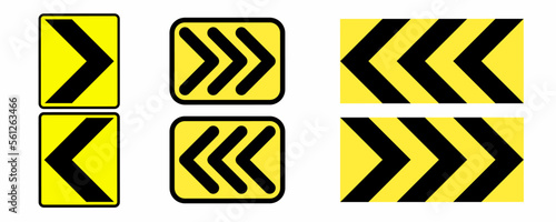left right Chevron traffic sign set isolated on white background