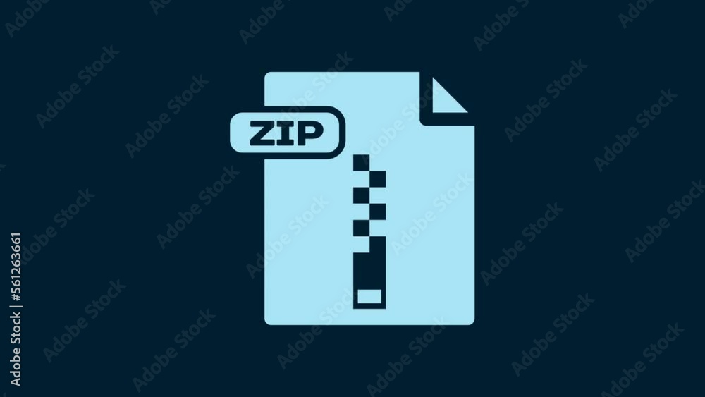 White ZIP file document. Download zip button icon isolated on blue background. ZIP file symbol. 4K Video motion graphic animation White ZIP file document. Download zip button icon isolated on blue background. ZIP file symbol. 4K Video motion graphic animation