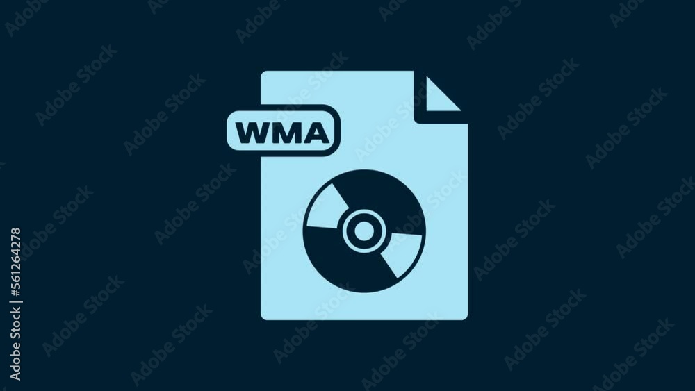 White WMA file document. Download wma button icon isolated on blue background. WMA file symbol. Wma music format sign. 4K Video motion graphic animation White WMA file document. Download wma button icon isolated on blue background. WMA file symbol. Wma music format sign. 4K Video motion graphic animation